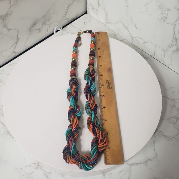 TWISTED SEED BEAD Necklace and Earrings Set Vibrant Colors - Picture 9 of 9